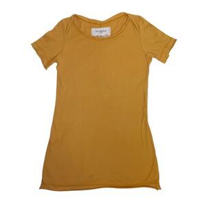 ALABAMA CHANIN mustard yellow organic cotton short sleeve tee shirt AC 110  L